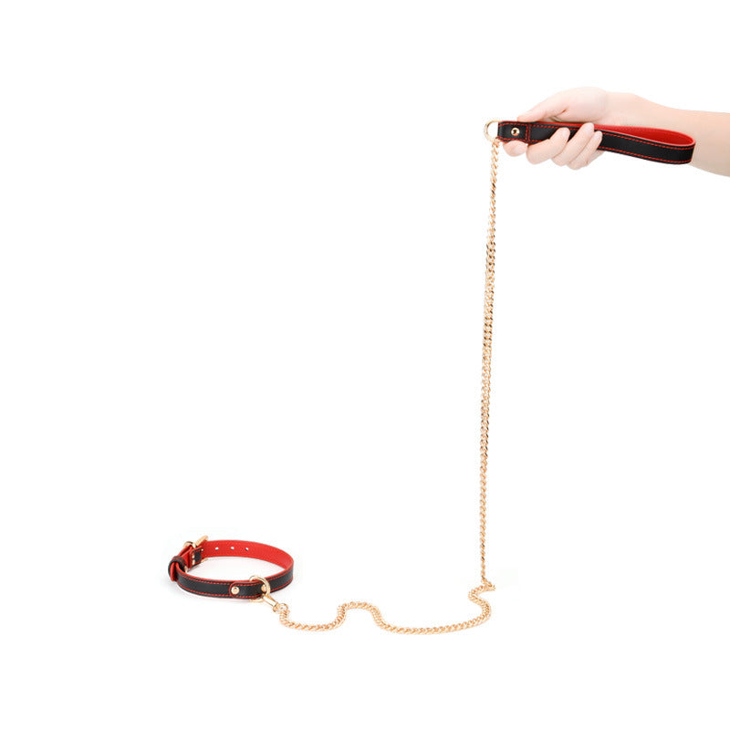 Desire Leather Choker with Gold Chain