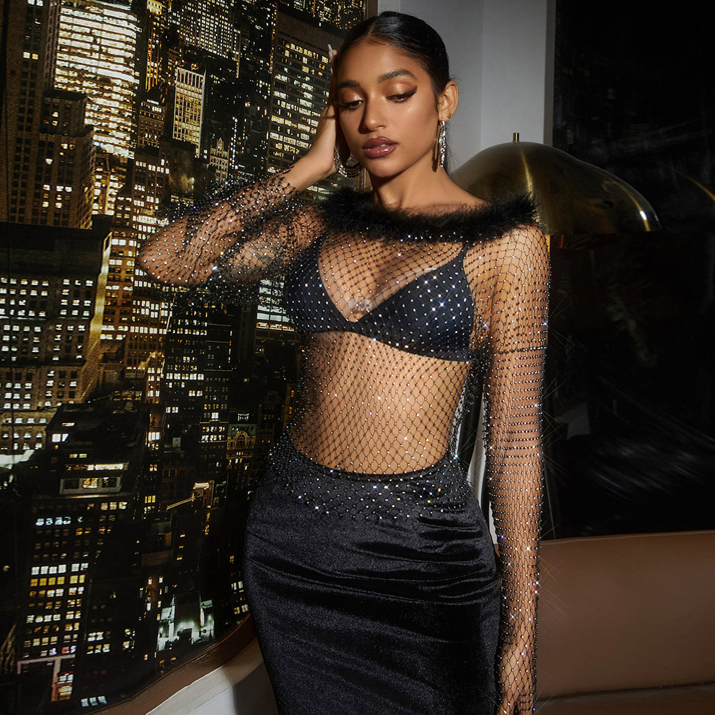 Stardust Siren Rhinestone & Feather Fantasy Top