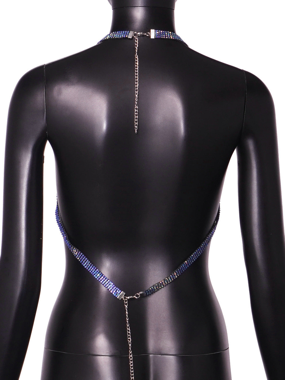 Sapphire Radiance Blue Rhinestones Triangle Halter Bra