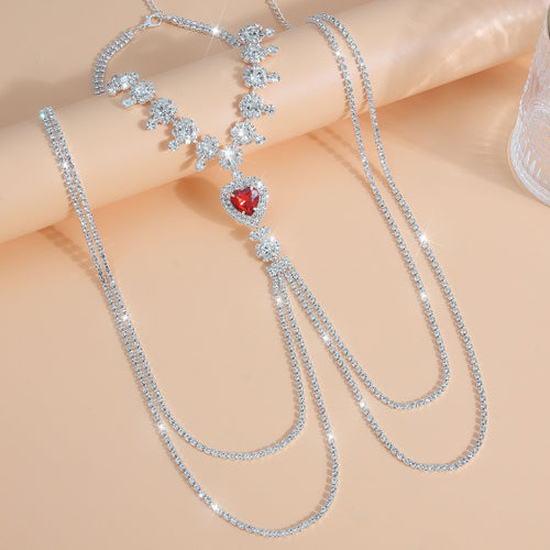 Crimson Heart Body Chain Necklace mooods