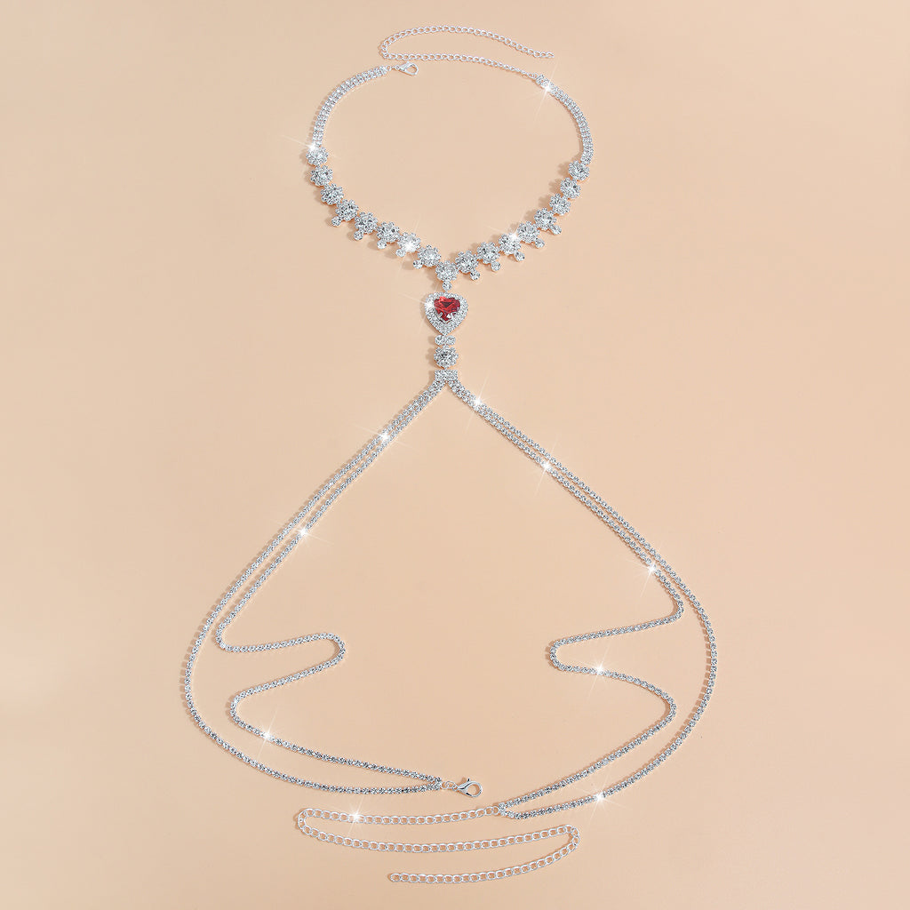 Crimson Heart Body Chain Necklace mooods
