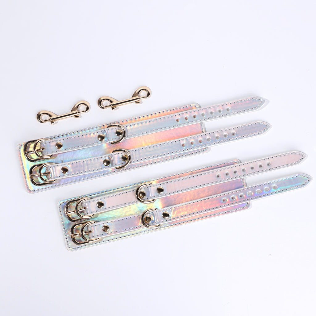 The Prism Cuffs | Iridescent Vegan Leather & Gold Hardware