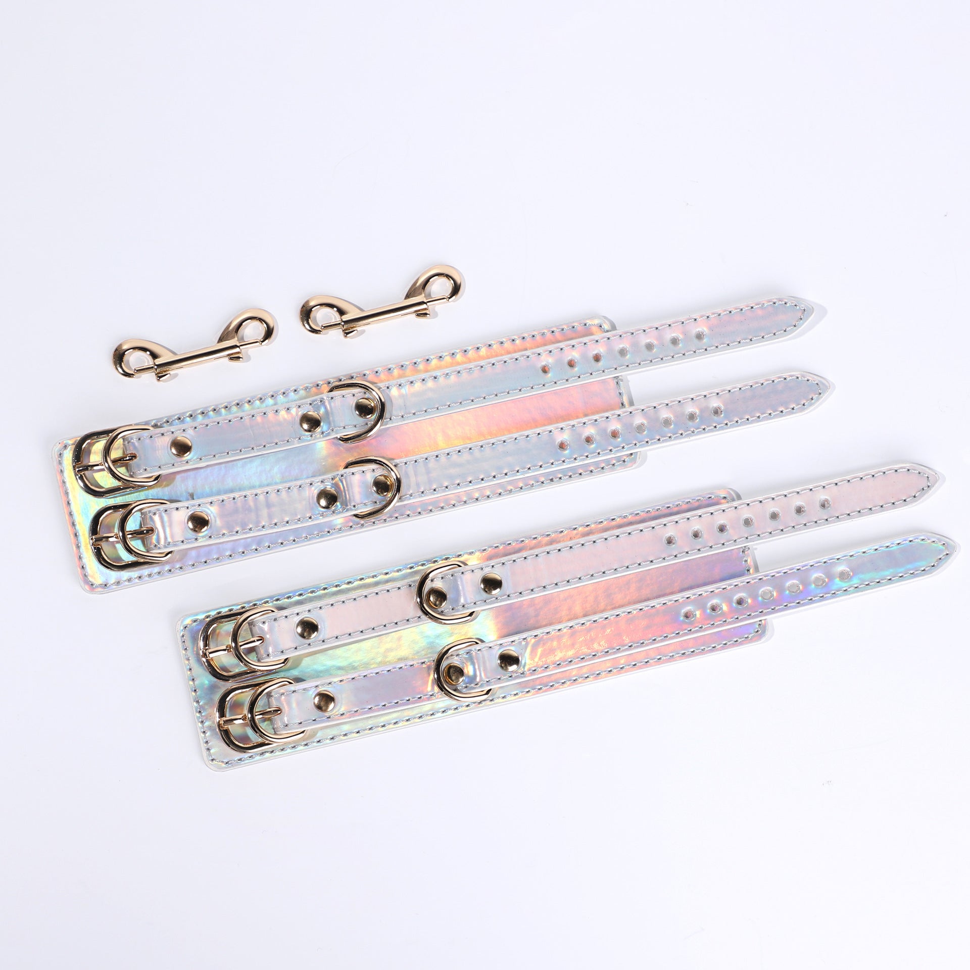 The Prism Cuffs | Iridescent Vegan Leather & Gold Hardware