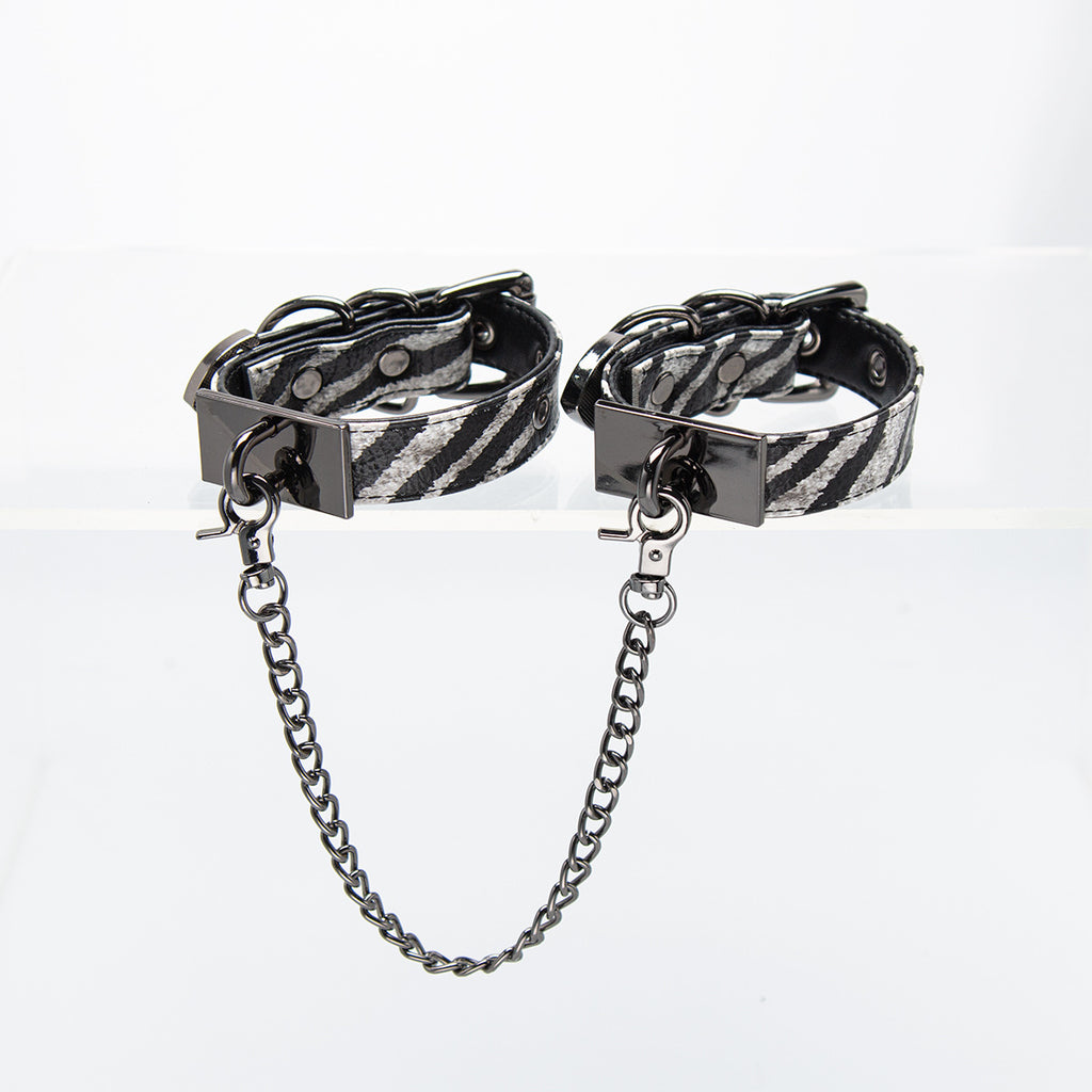 Velvet Restraint Linked Eco-Leather Cuffs