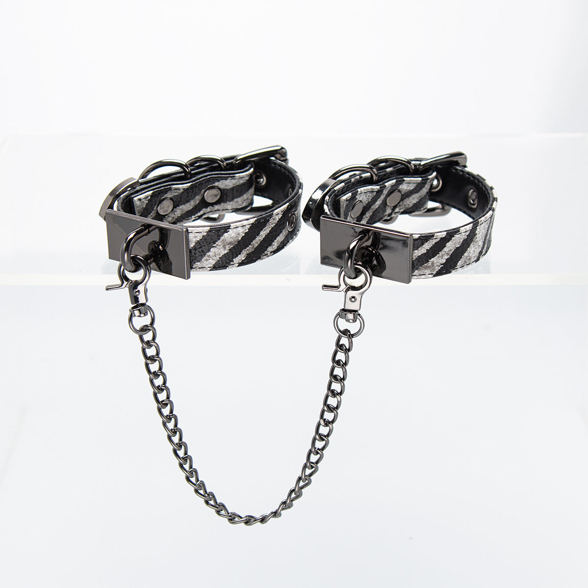 Velvet Restraint Linked Eco-Leather Cuffs