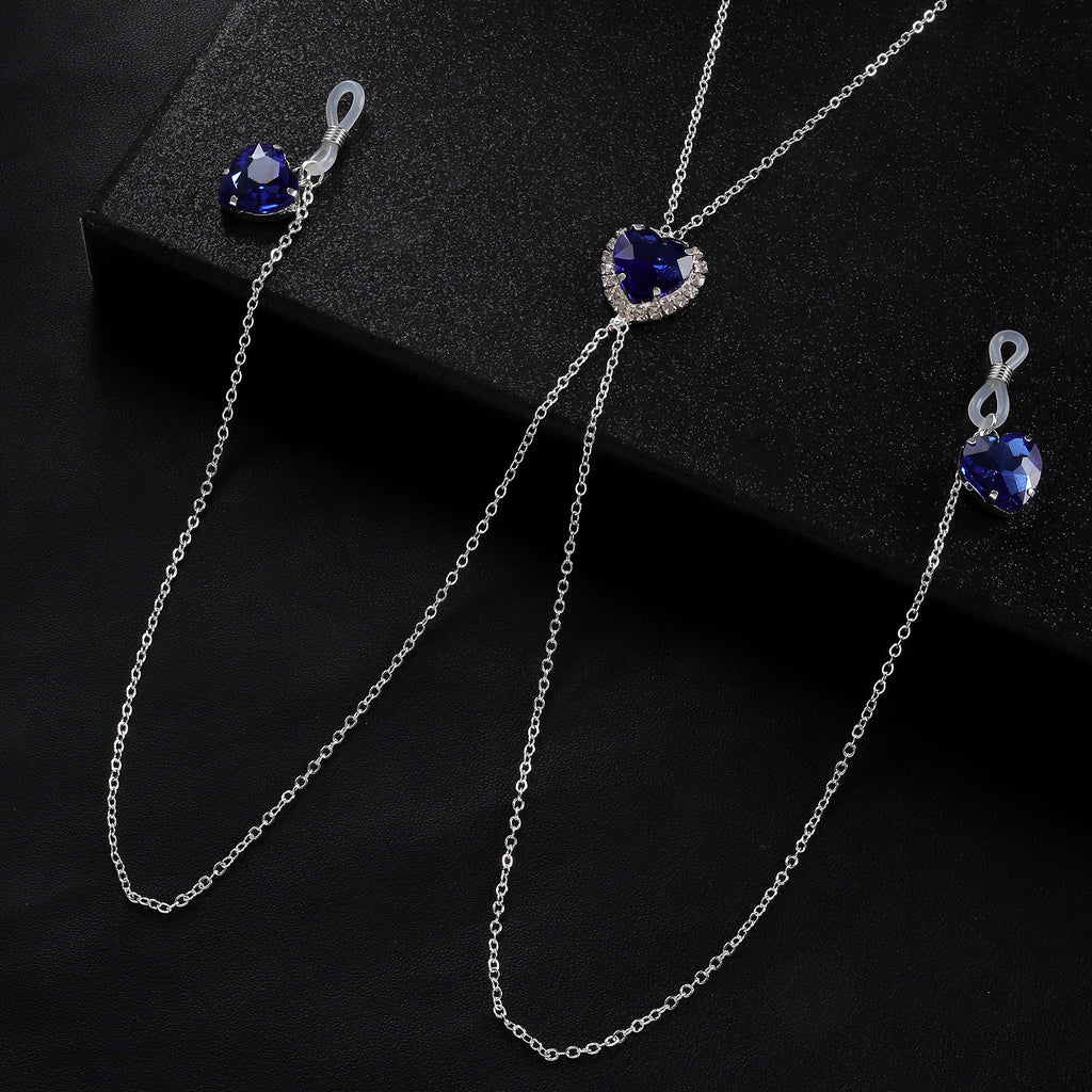 Sapphire Heart Body Chain with Nipple Clips
