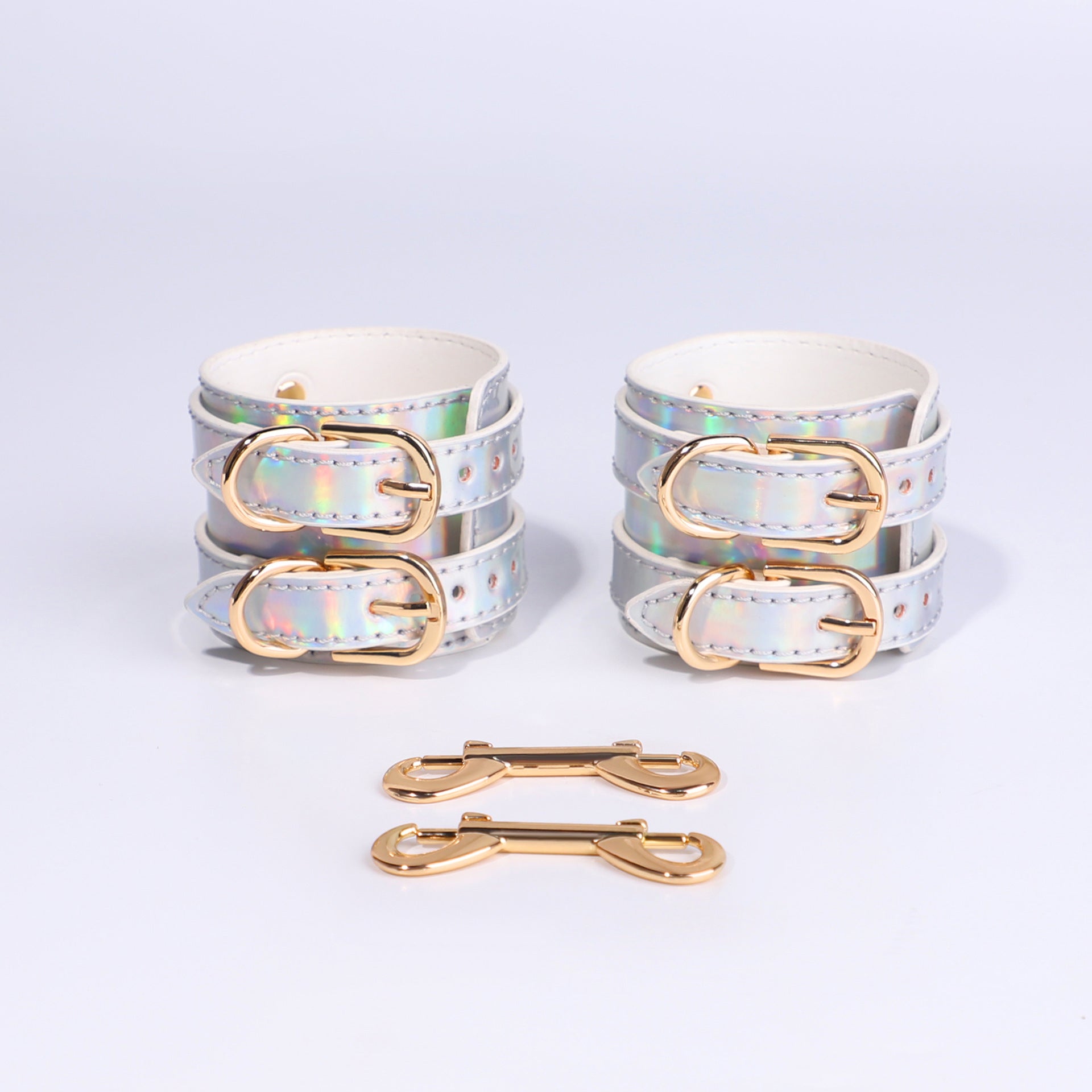 The Prism Cuffs | Iridescent Vegan Leather & Gold Hardware