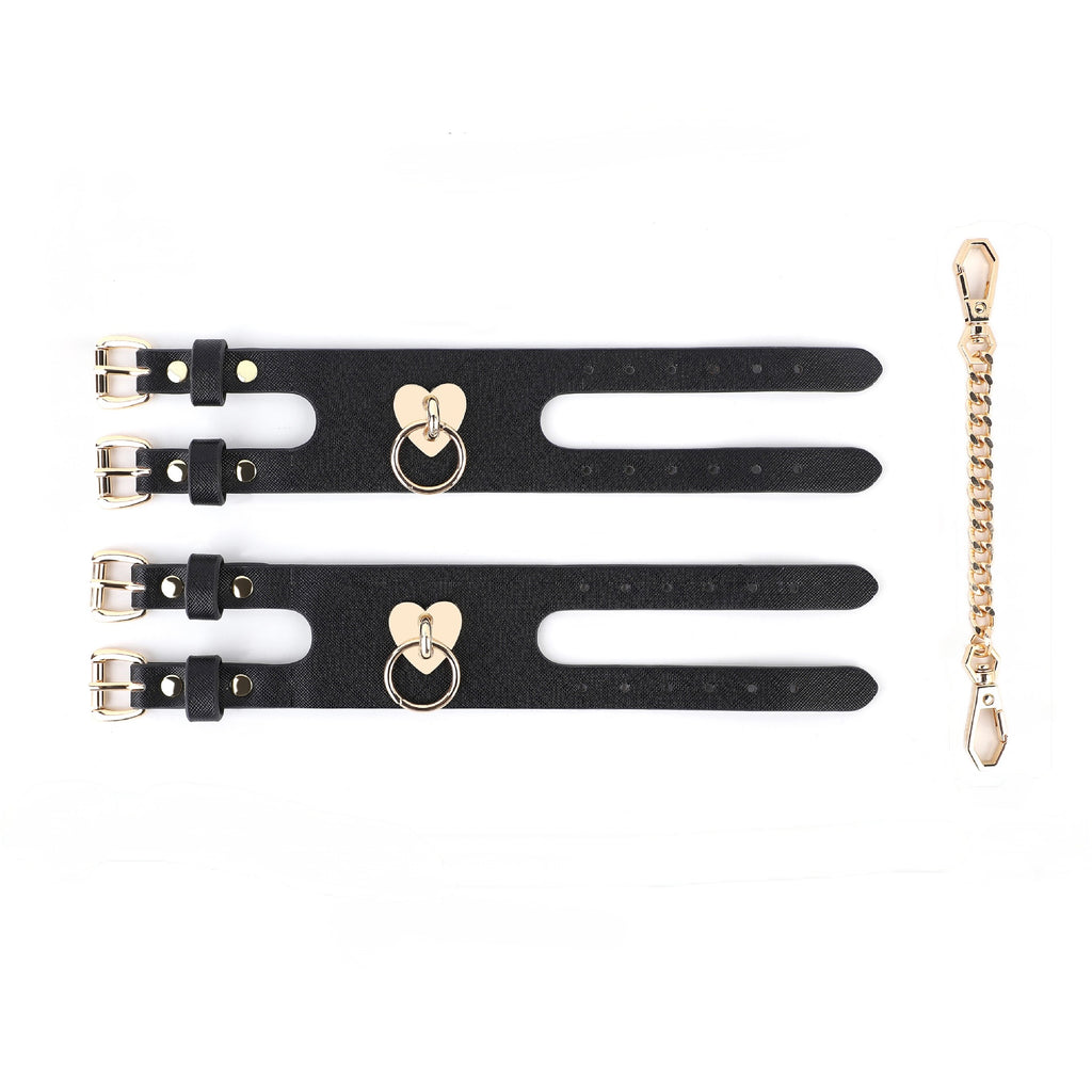 The Heartline Restraint Cuffs | Textured Vegan Leather & Gold Hardware