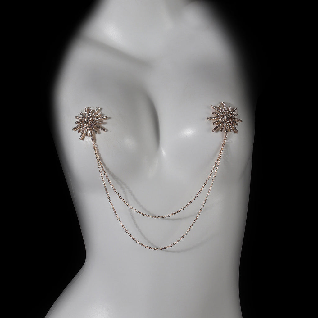 Starlight Rhinestone Nipple Stickers with Chain