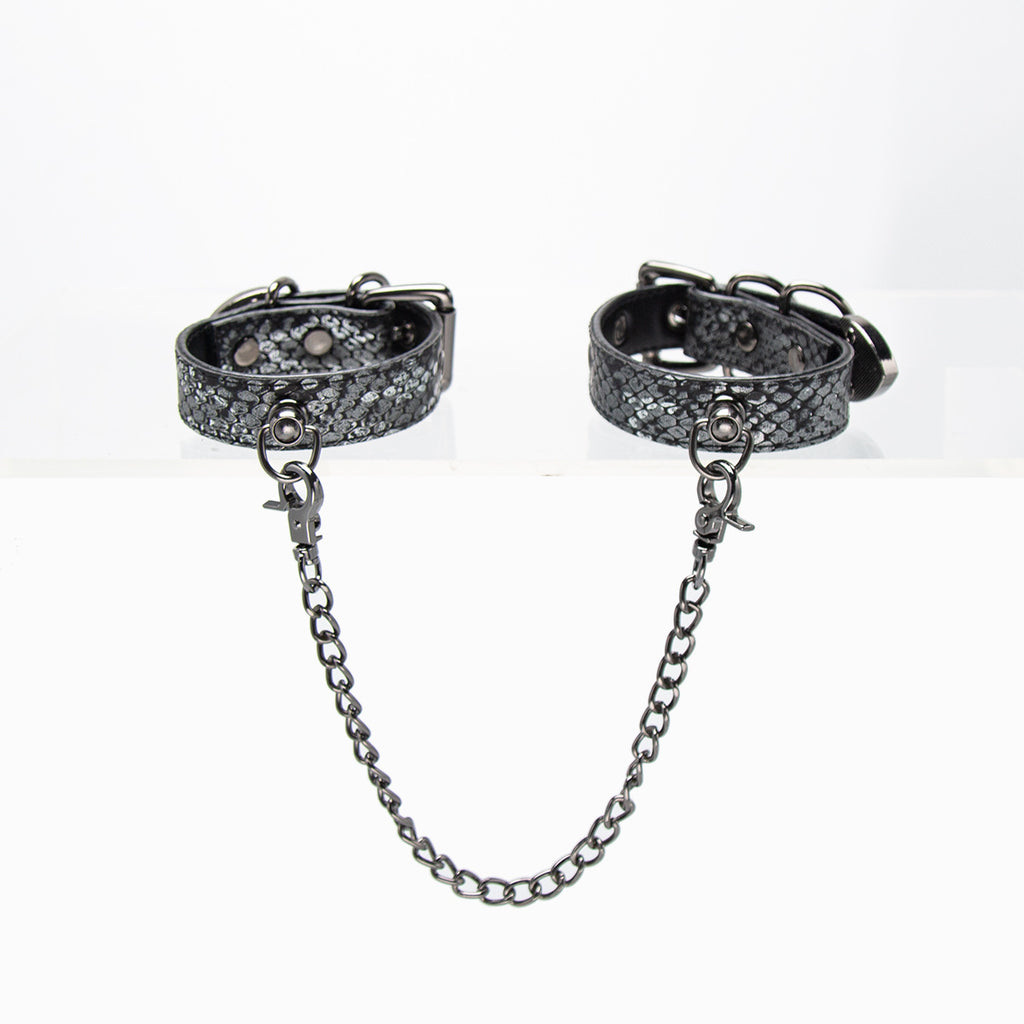 Velvet Restraint Linked Eco-Leather Cuffs