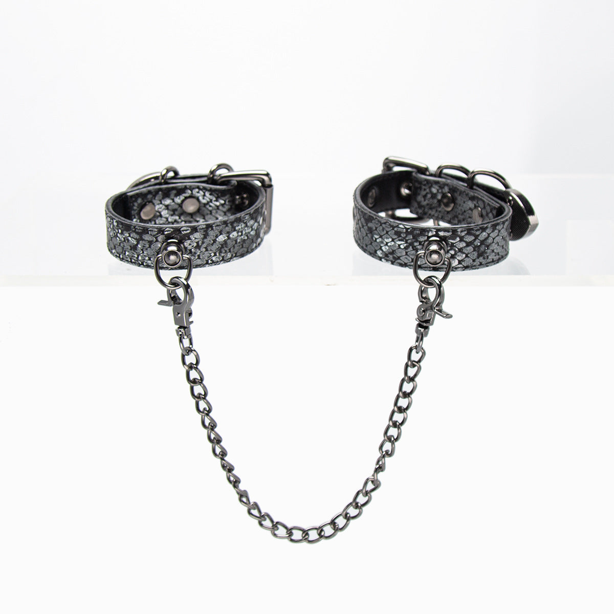 Velvet Restraint Linked Eco-Leather Cuffs