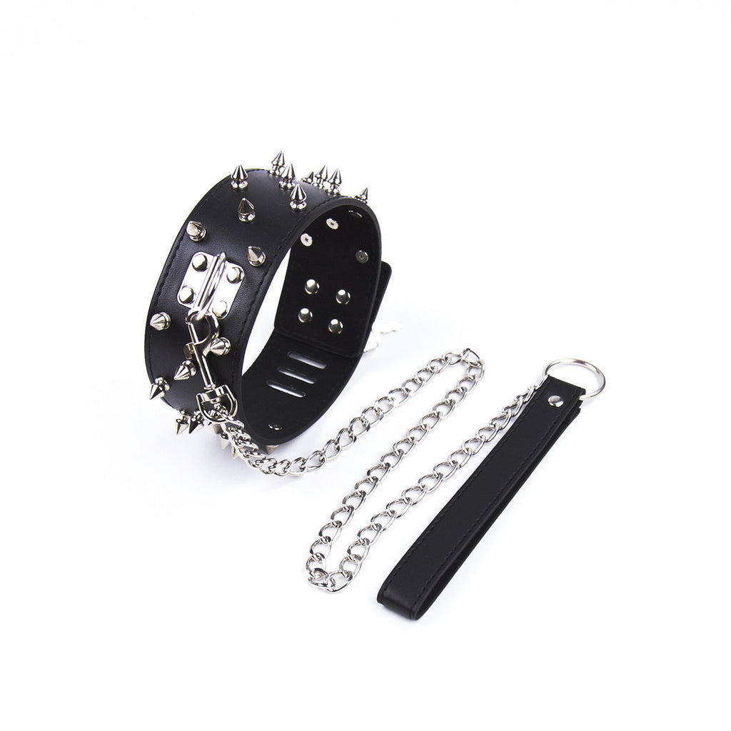 Dominion Spiked Collar with Lock & Leash