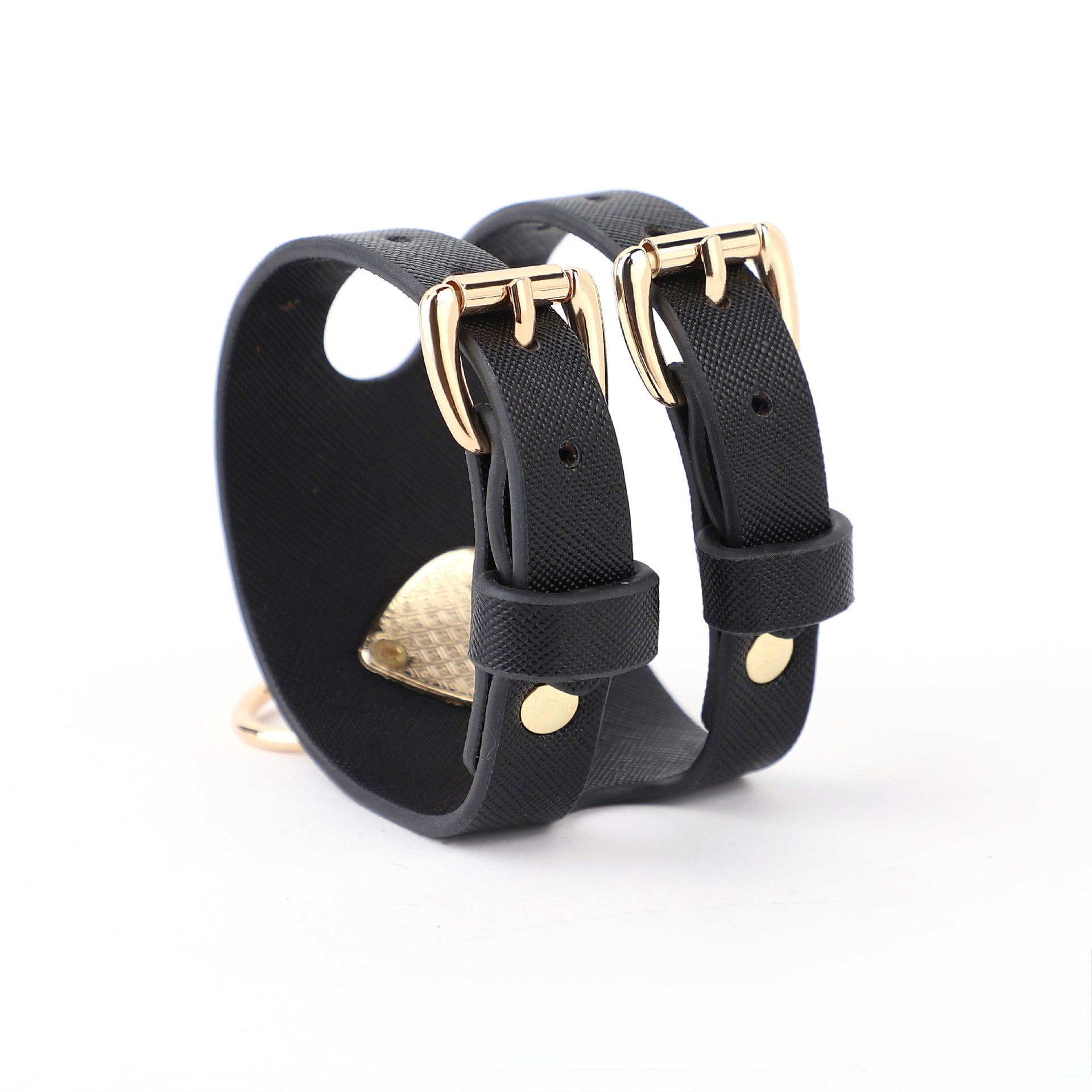 The Heartline Restraint Cuffs | Textured Vegan Leather & Gold Hardware