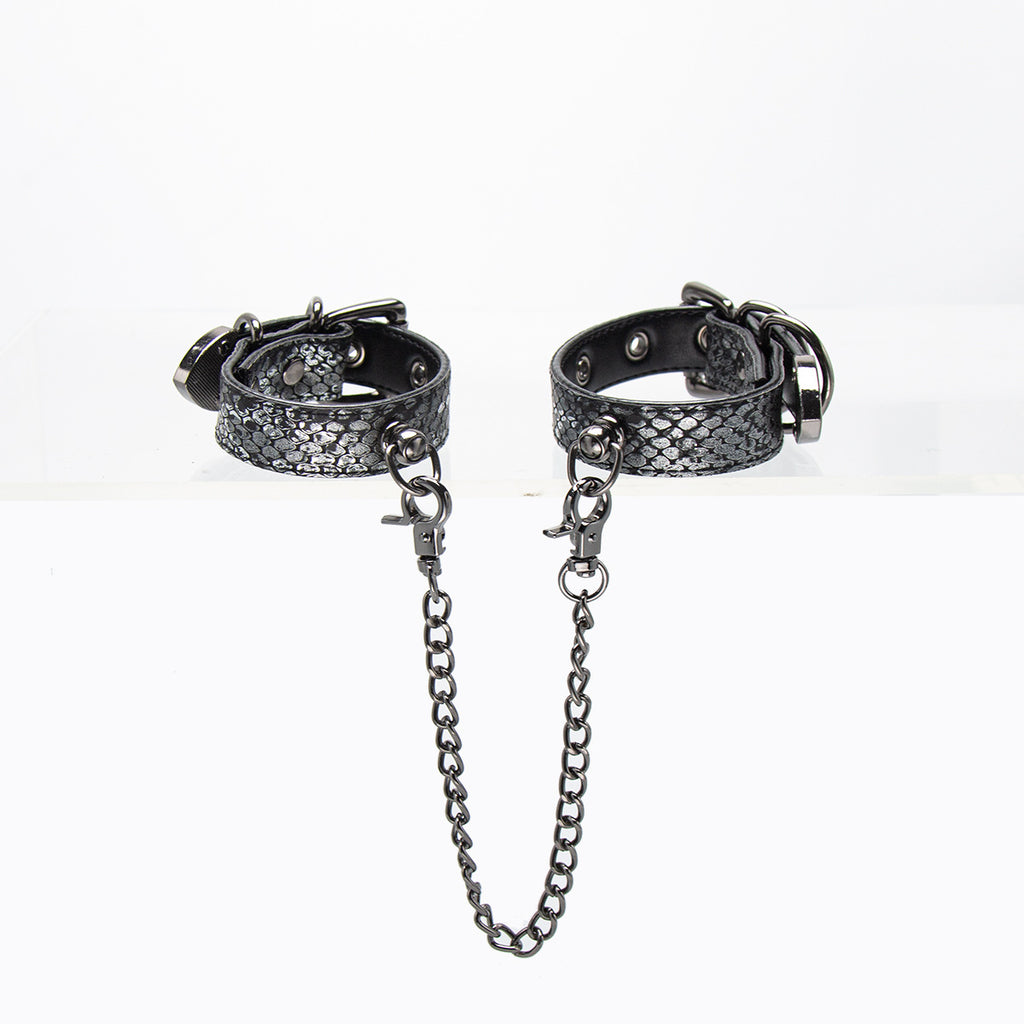 Velvet Restraint Linked Eco-Leather Cuffs