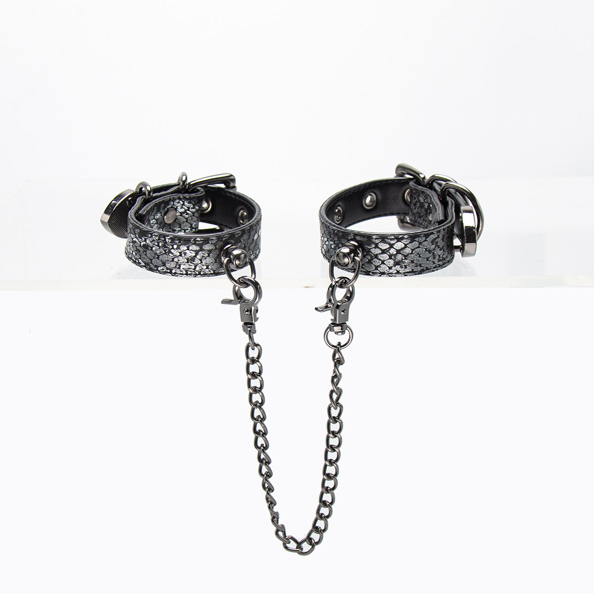 Velvet Restraint Linked Eco-Leather Cuffs