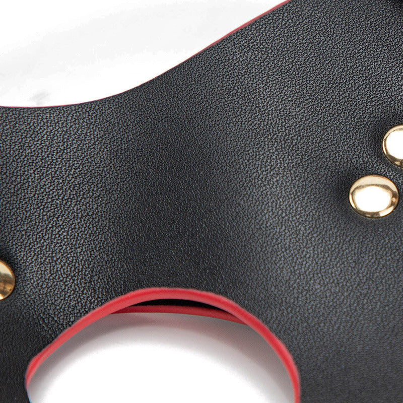 Leather Fox Ears and Eyes Mask close up
