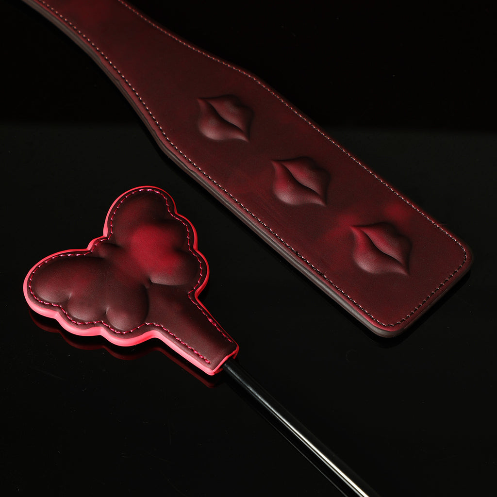 Crimson Flame Spank Set – Butterfly Crop & Kiss Paddle