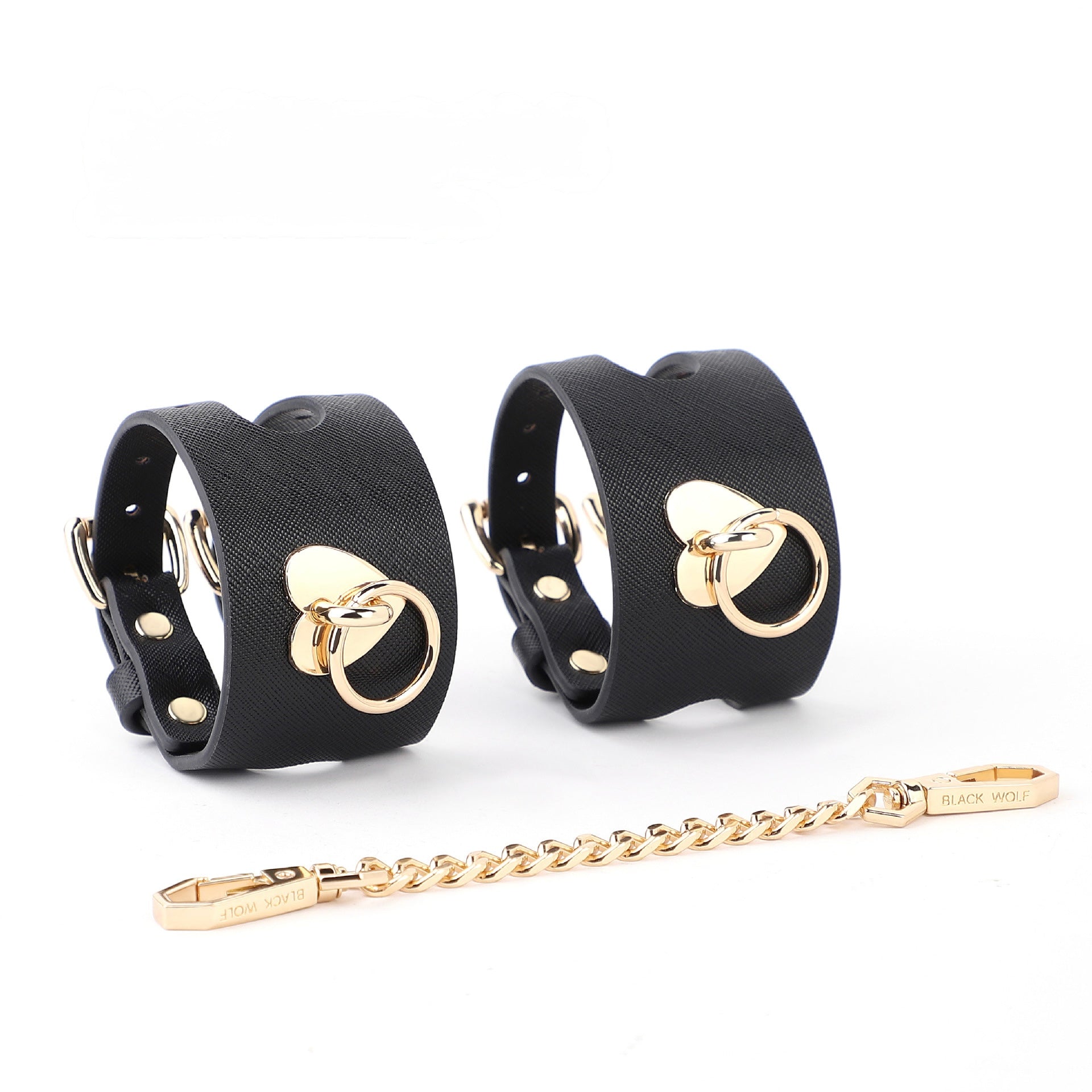 The Heartline Restraint Cuffs | Textured Vegan Leather & Gold Hardware