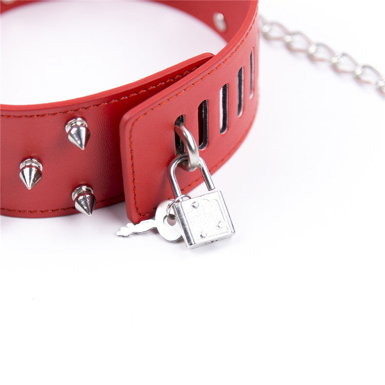 Dominion Spiked Collar with Lock & Leash