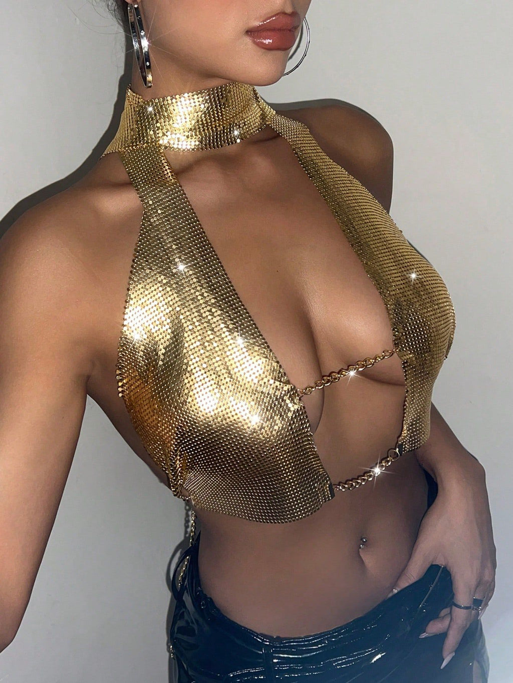Golden Allure Chain Halter Top mooods