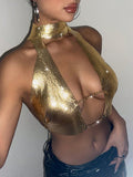 Golden Allure Chain Halter Top mooods