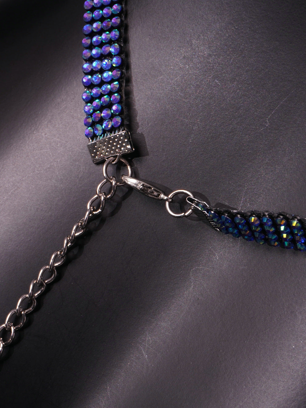 Sapphire Radiance Blue Rhinestones Triangle Halter Bra