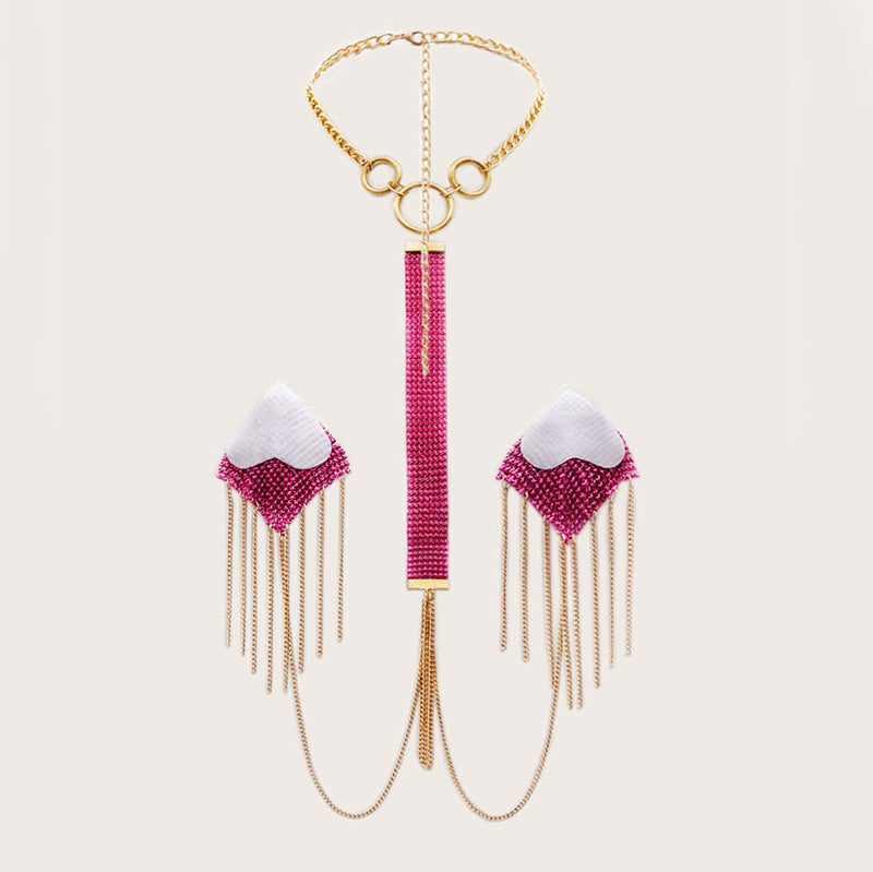 Blush Luxe Sequin Nipple Pasties & Gold Collar