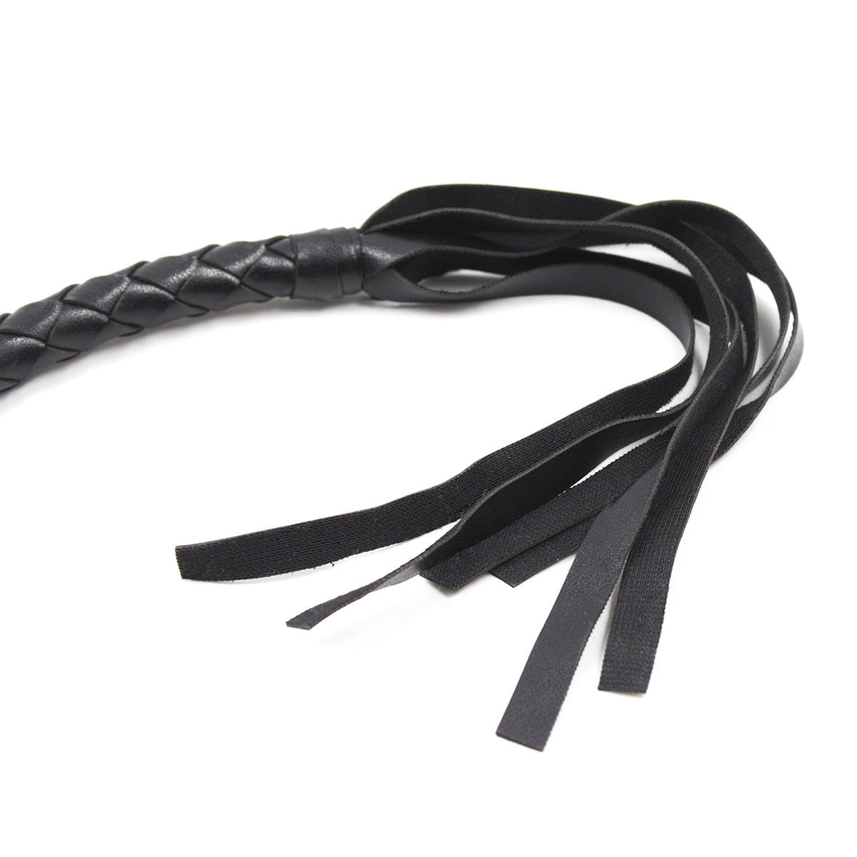 Braided Leather Riding Whip close up