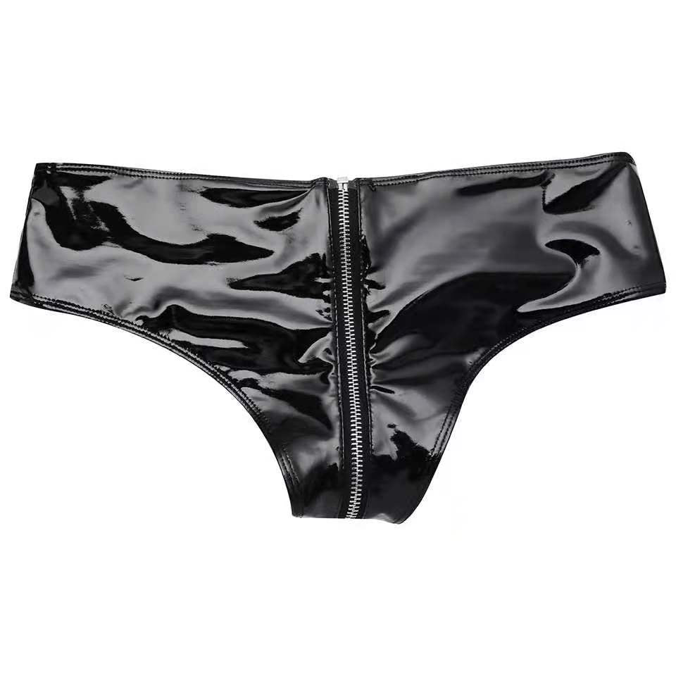 Glossy Allure Patent Leather Low-Rise Zip Panty back
