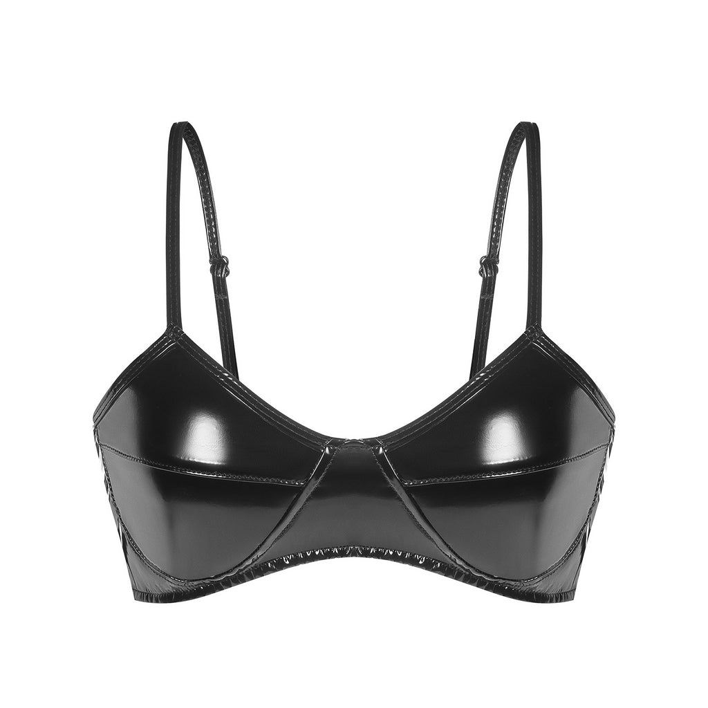 Glossy Elegance Patent Leather Bra