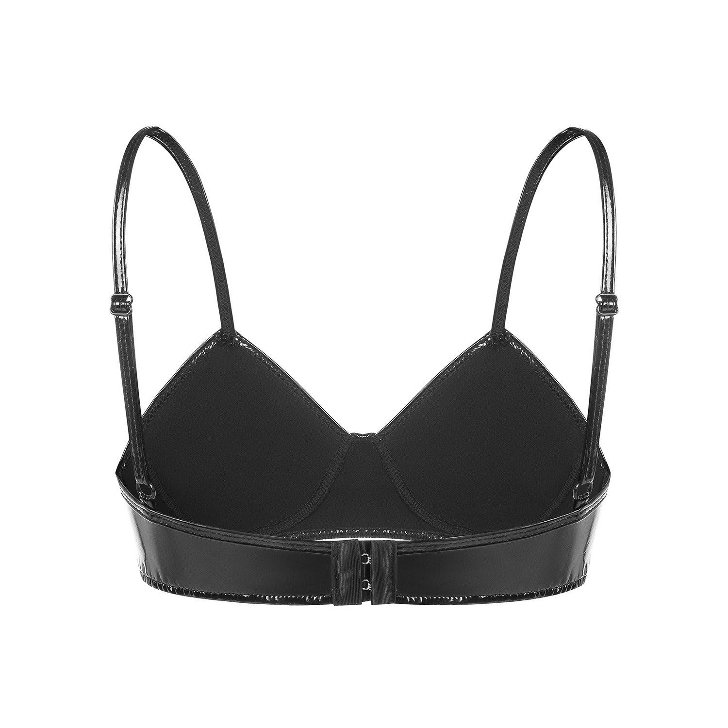 Glossy Elegance Patent Leather Bra back