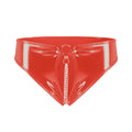 Glossy Temptation Patent Leather Shorts with Chain & Open Crotch red