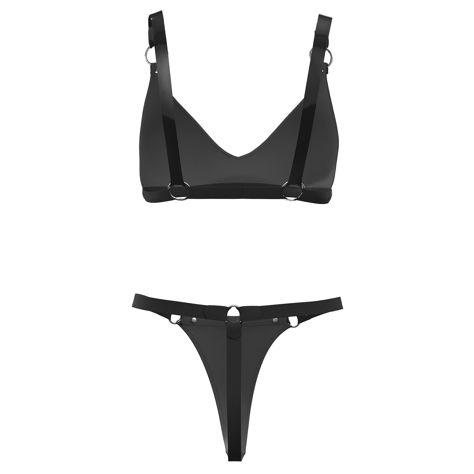 High Gloss Seduction Patent Leather Lingerie Set back