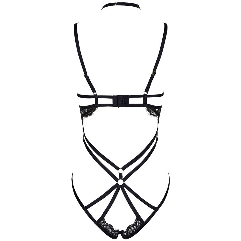 Luxury Cutout Lace Bodysuit with Chain Detail
