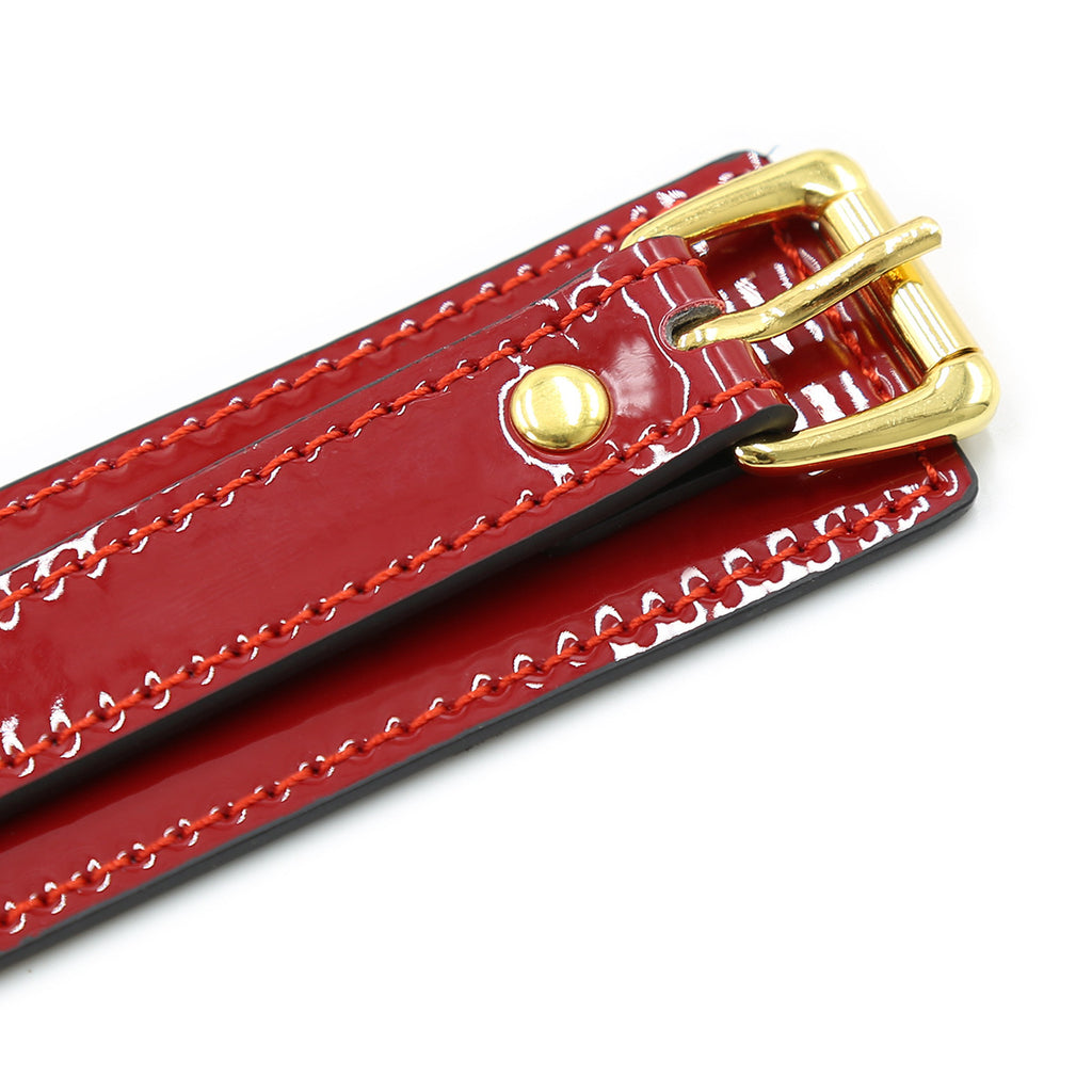 Luxury Red Patent Leather Cuff Bracelets details close up