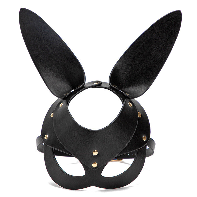 Midnight Mischief Leather Bunny Mask black