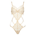 Pearl Beige Lace Cutout Bodysuit 