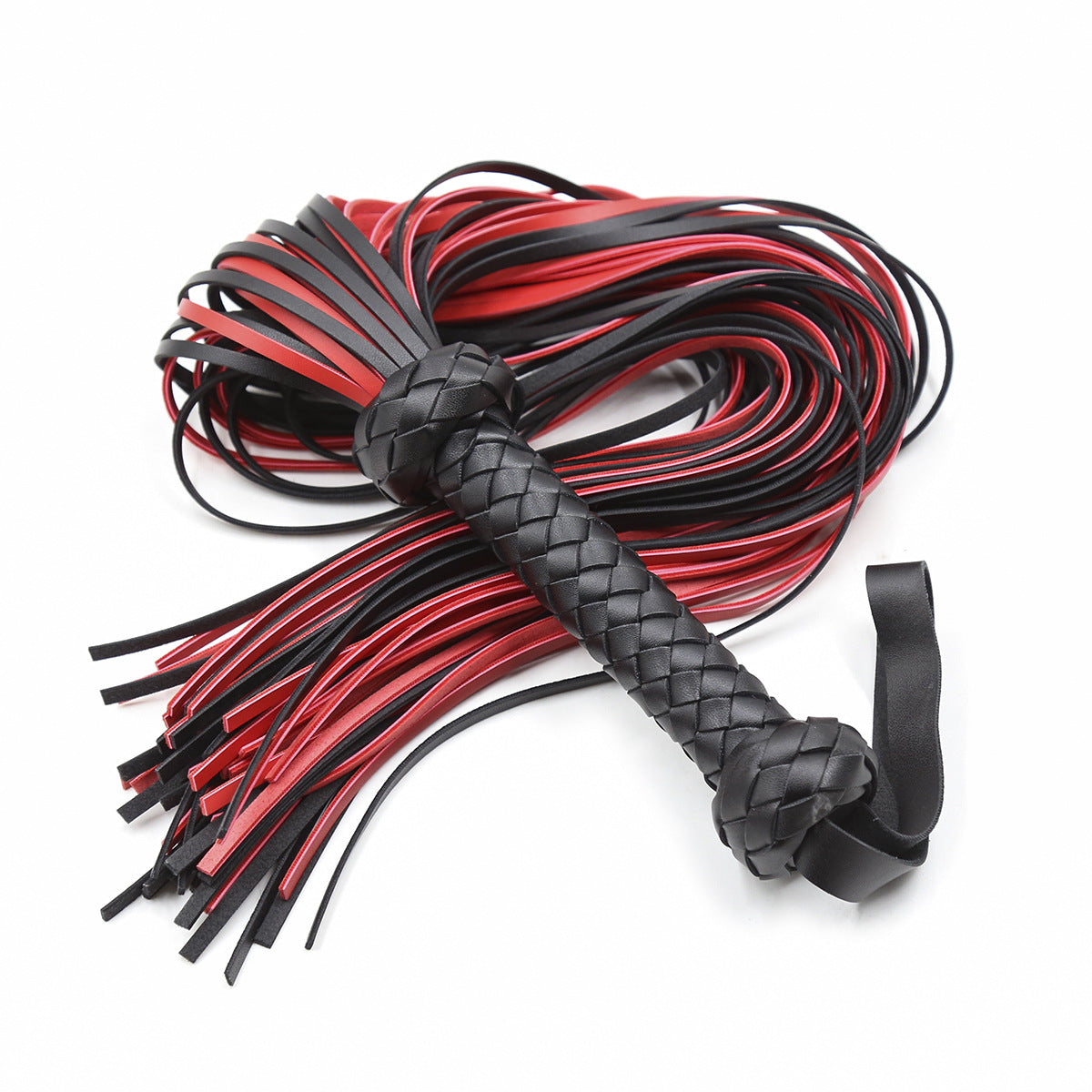 Braided Elegance Flogger black&red