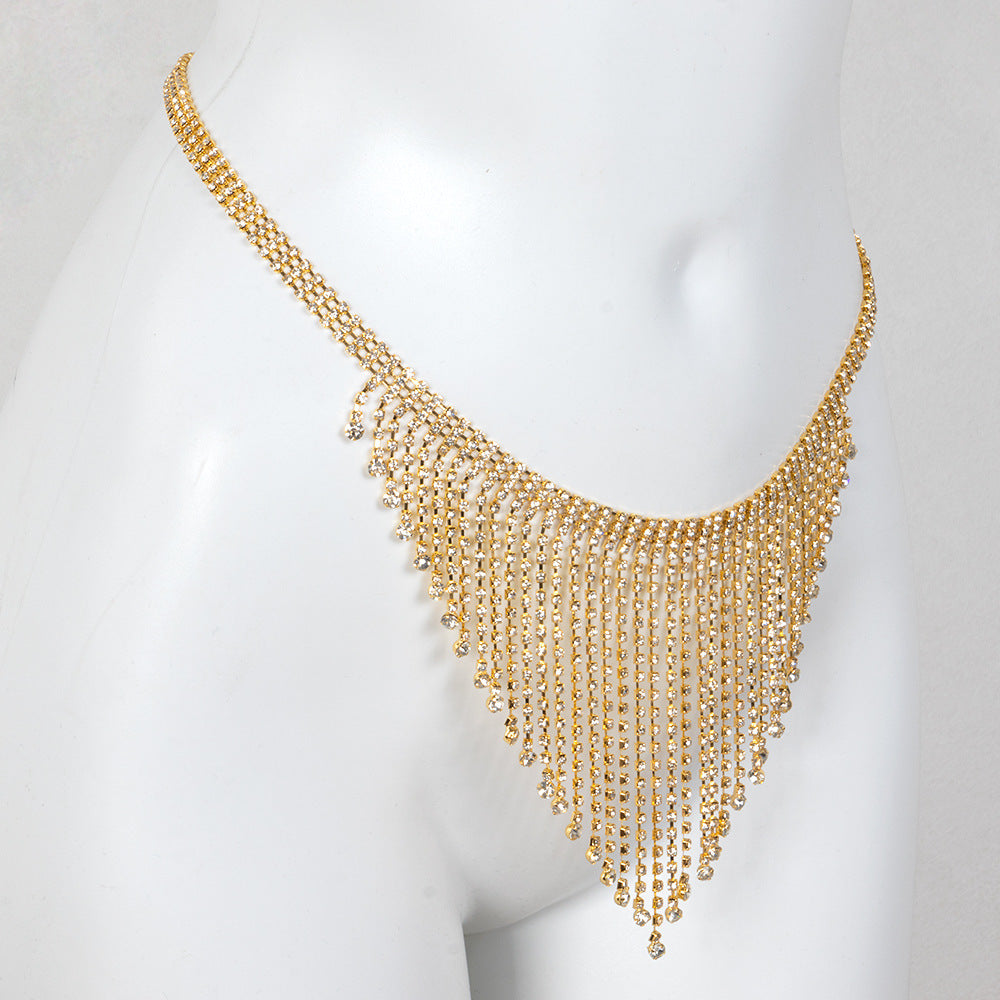 Rhinestone Fringe Chain Adornment gold