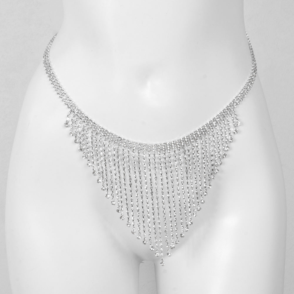 Rhinestone Fringe Chain Adornment silver