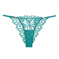 Front view of the Emerald green Flora Linear brief with botanical embroidery.