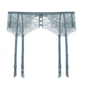 Refined lace garter belt with ladder strap design and adjustable suspenders, architectural luxury lingerie detail.