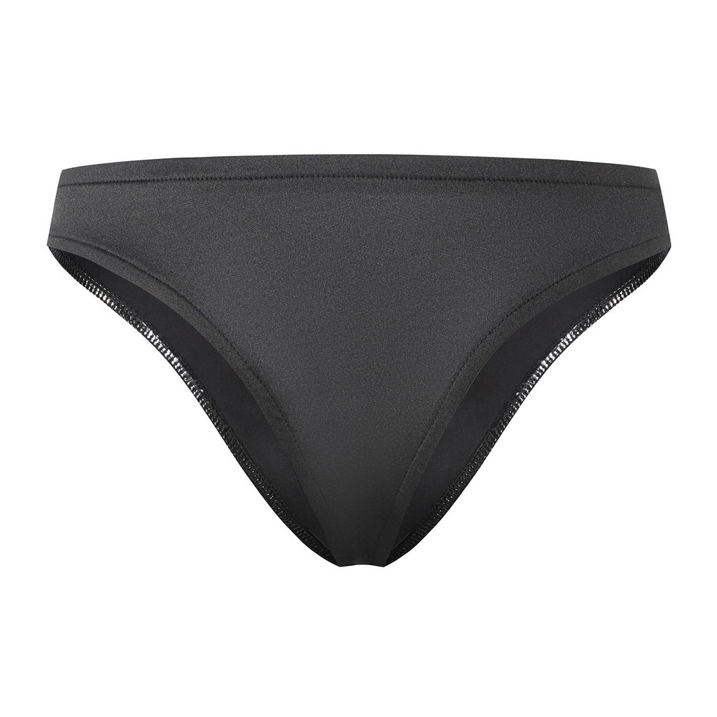 The rear view of the thong. This shot focuses on the minimalist string-back design and the secure, zero-bulk anchor of the waistband against the body.