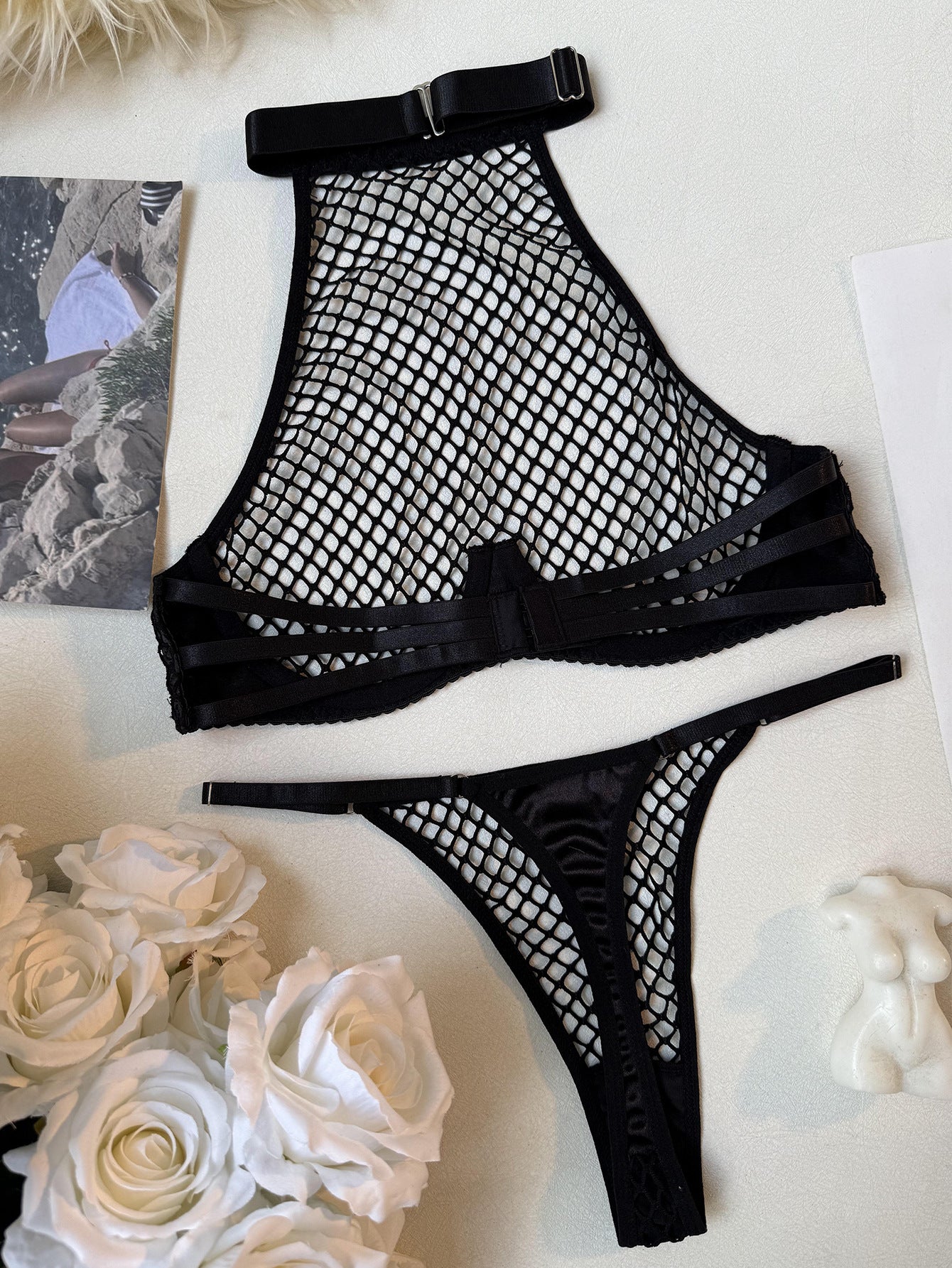 Detailed flat lay of the back closure, highlighting the intuitive protocol and personalized fit for an unscripted night.