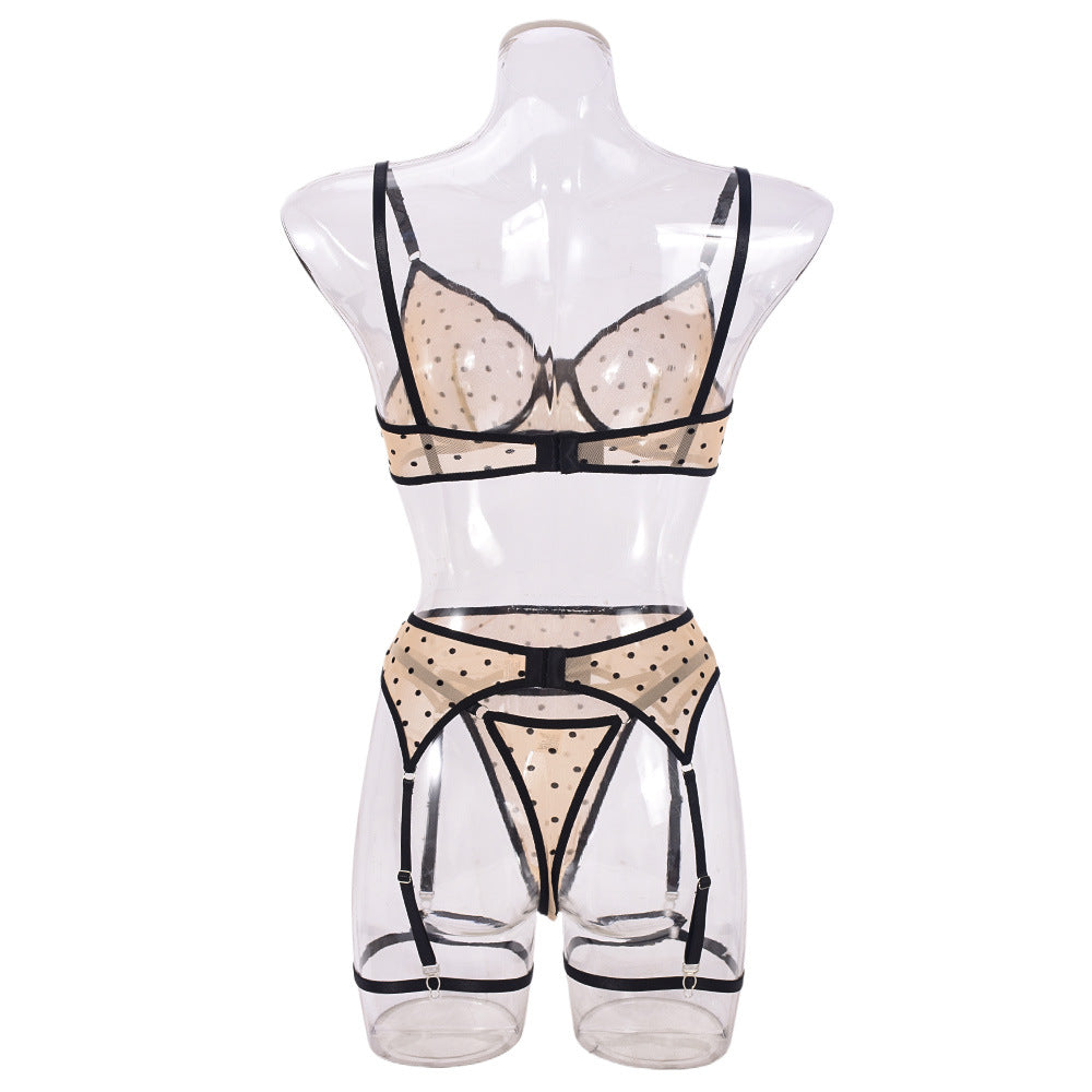 Back view on a transparent mannequin, showcasing the "floating" dot effect.