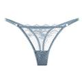 Front view of the Pastel Blue sheer brief with tonal floral embroidery.