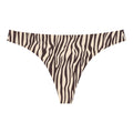 Studio front view of the medium-rise thong with a captivating high-definition leopard print.