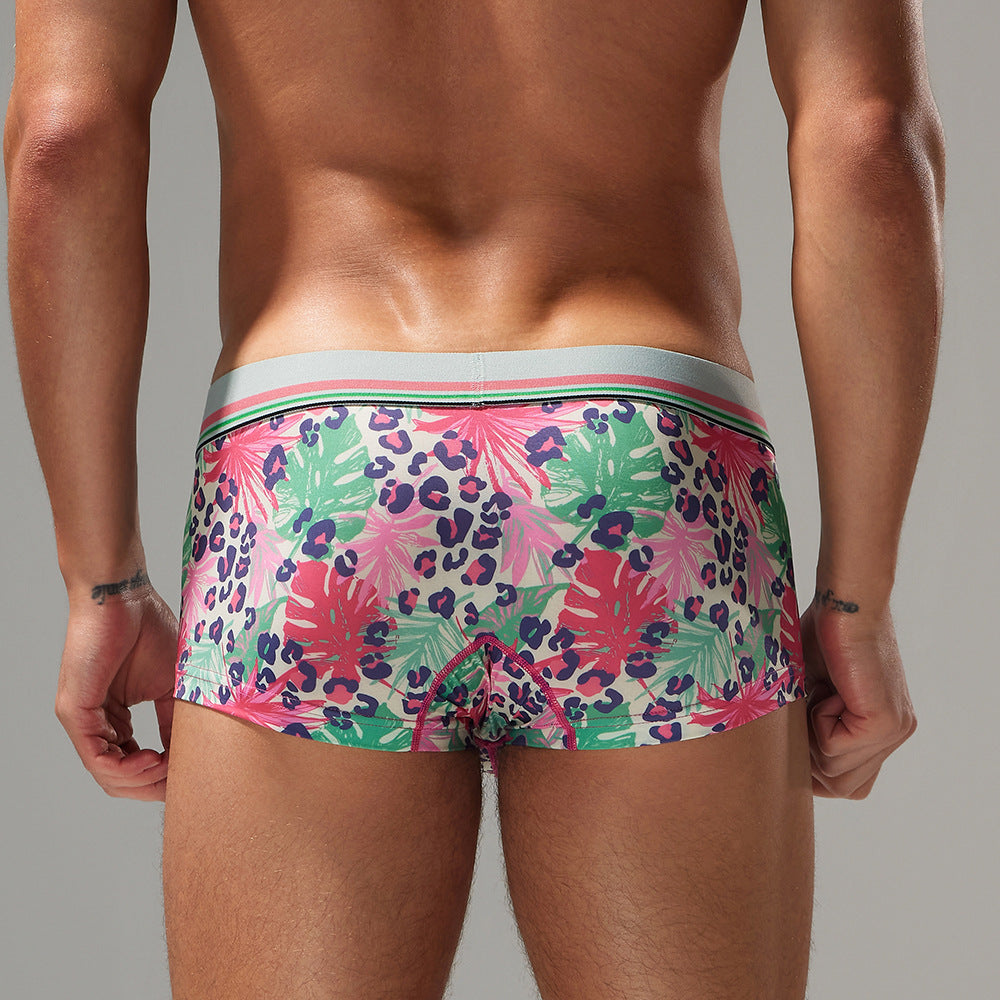 Rear view of the SEOBEAN leopard-print boxer, showing the full-coverage fit and disciplined rear profiling.